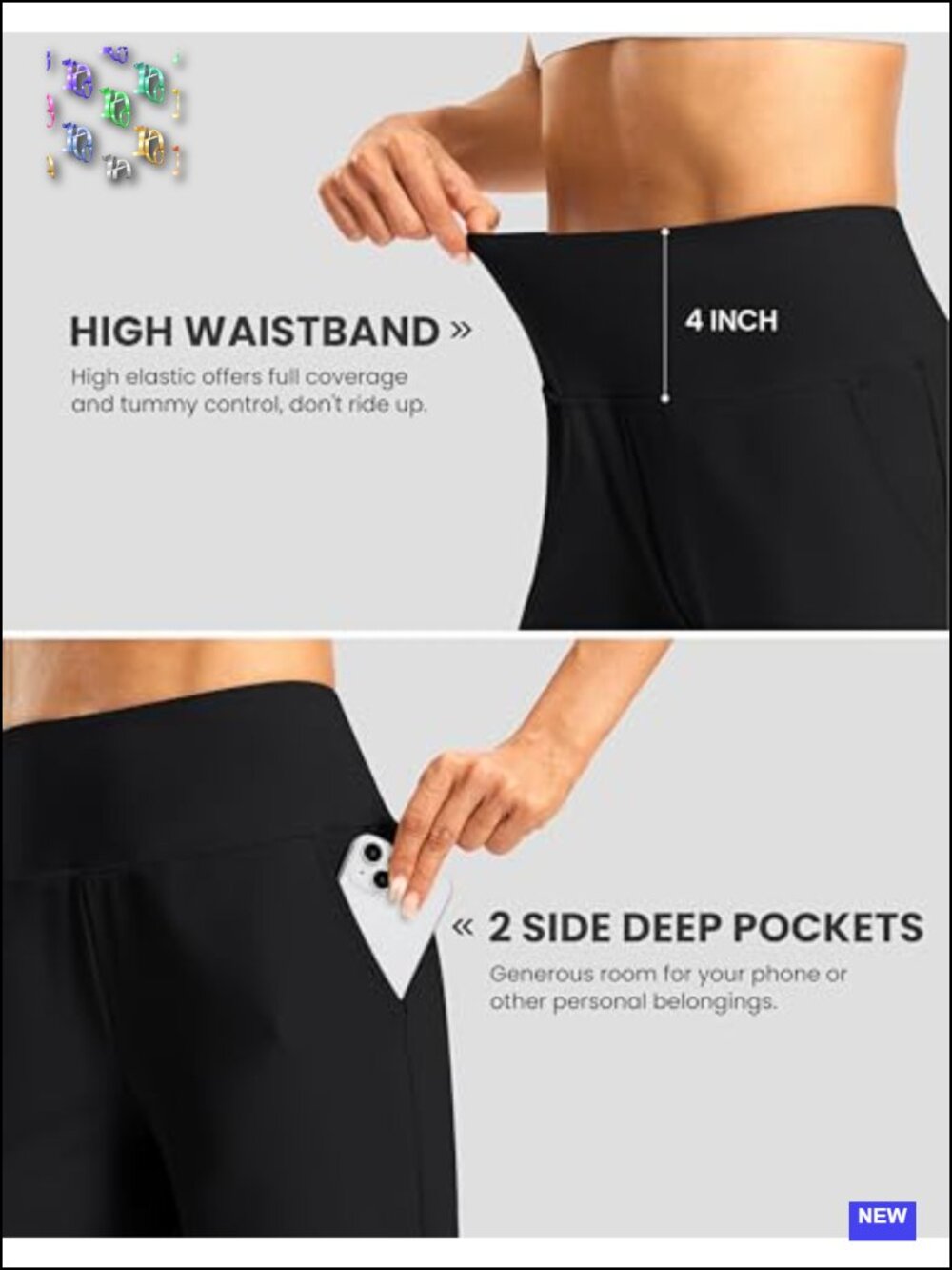 High Waisted Athletic Bermuda Shorts 7" with Zipper Pockets - Stretchy Running - Picture 4 of 6